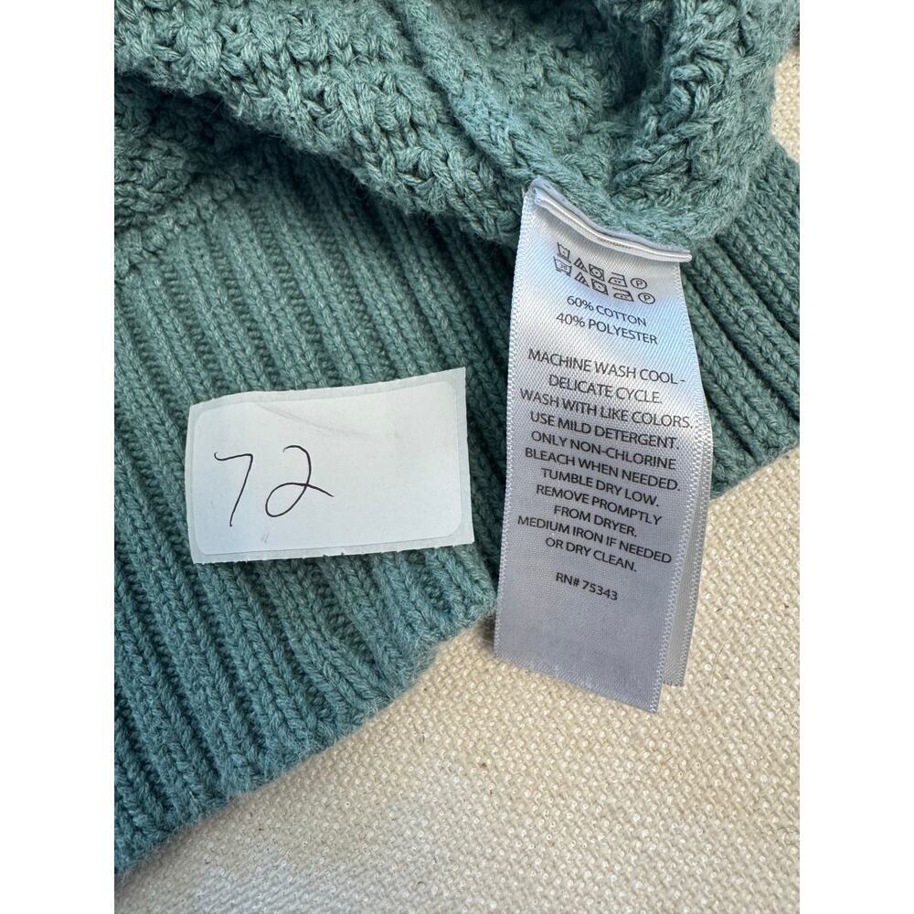 Rachel Zoe Womens L Long Sleeve Knit Sweater Teal Aqua Color Cotton Blend - Picture 7 of 7
